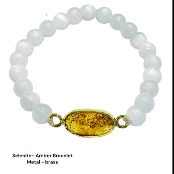 Selenite+ Amber Bracelet