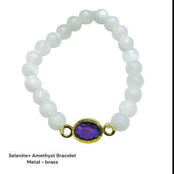 Amethyst+ selenite bracelet